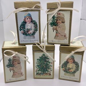Department 56 Heirloom Hanging Ornament Gift Boxes Set of 5- 3 Different Designs